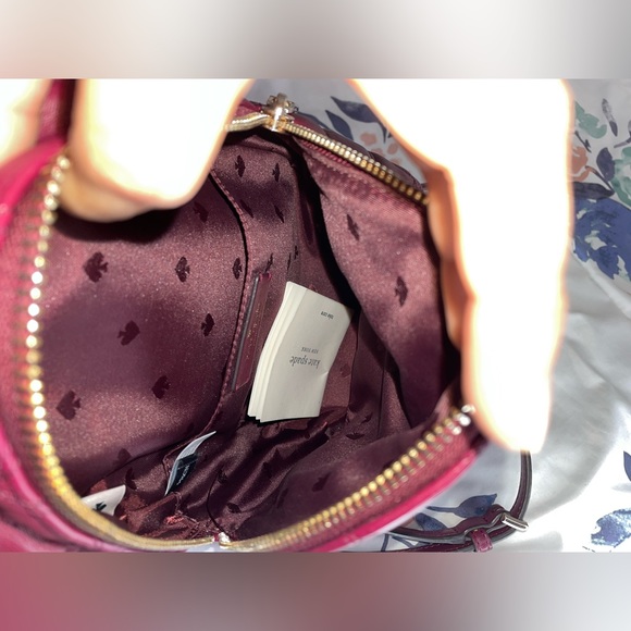 ♠️Kate Spade Natalia Mini Convertible Backpack Cherry Wood Crossbody Quilted - Picture 3 of 15